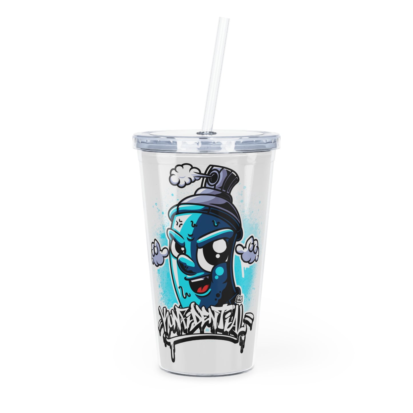 Konfidential Spray Can Plastic Tumbler with Straw