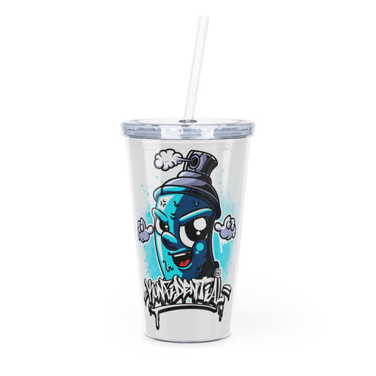 Konfidential Spray Can Plastic Tumbler with Straw